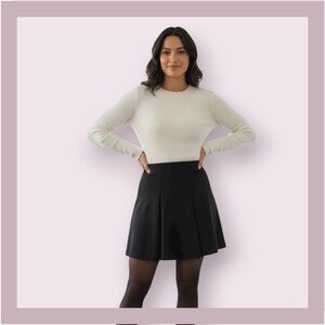 Lush Pleated Black Mini Skirt Size L